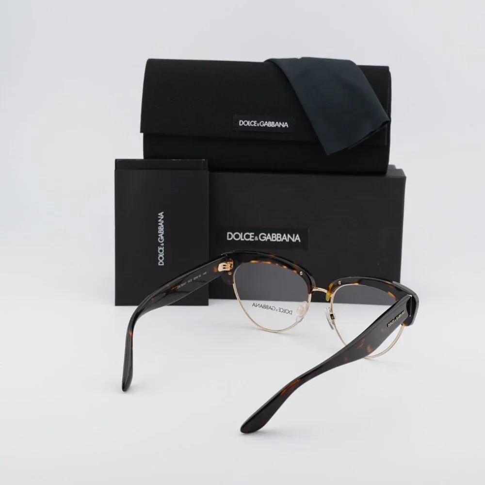 Dolce & Gabbana DG3247 502 Cat Eye Eyeglasses - Havana/Gold 53mm